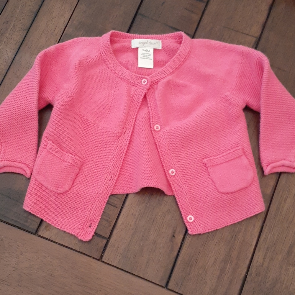 Hot pink sweater cardigan 6 mo EUC